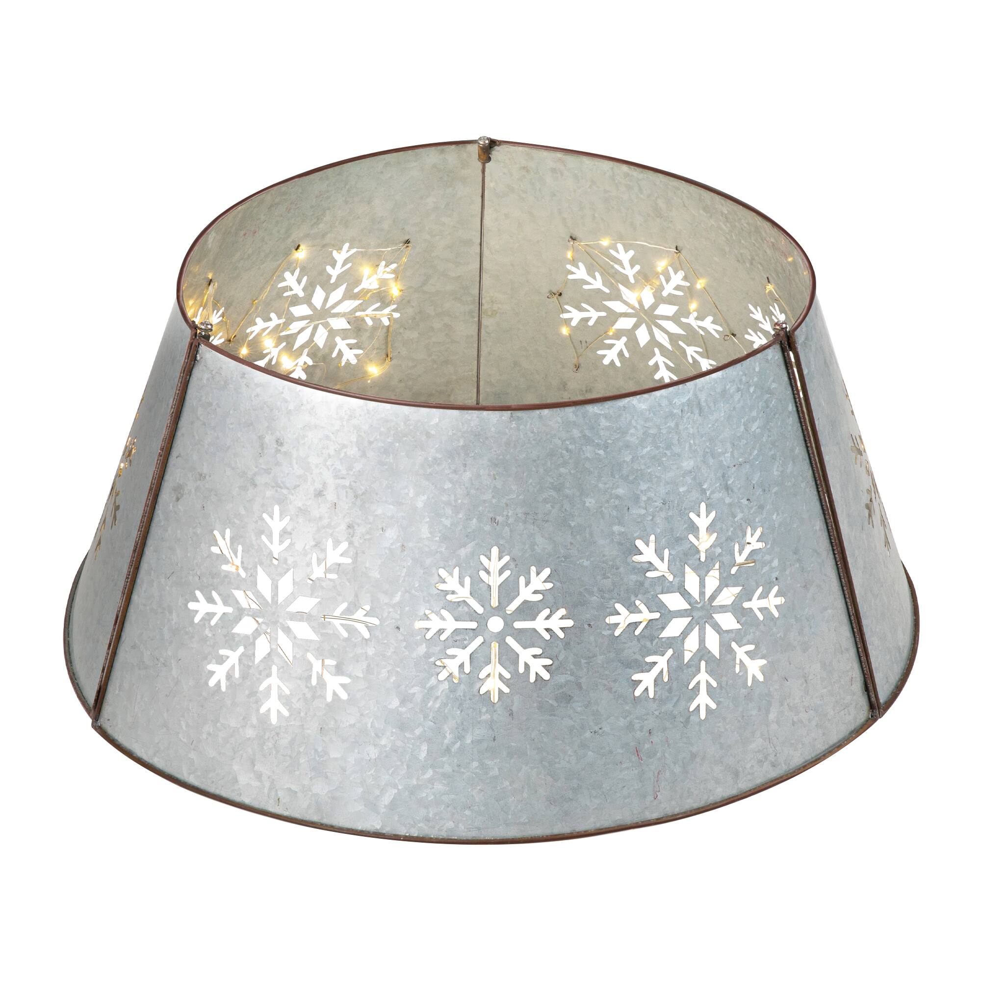 Glitzhome® 21" Snowflake Diecut Metal Tree Collar with Light String